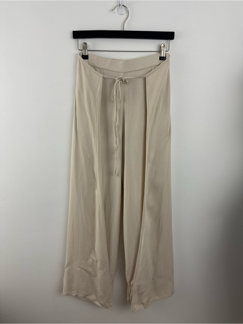 Pull&Bear Cream Wide-Leg Split Pants with Drawstring size XS - Picture 4 of 9